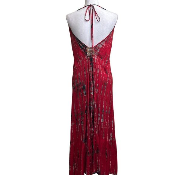 Toko red tie dye maxidress/coverup, OS, NWT, beach, vacation, flowy, tropical - Picture 2 of 6